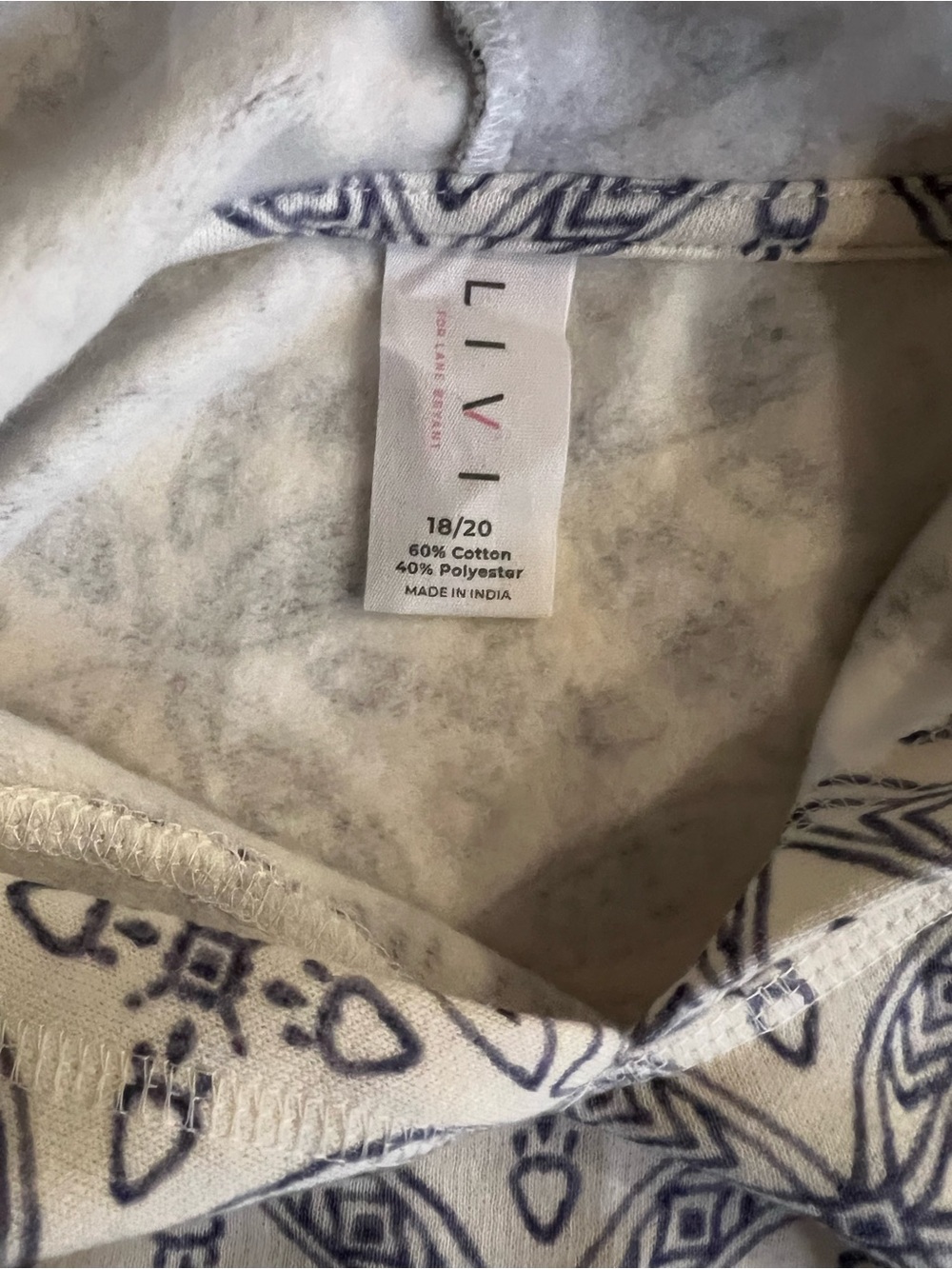 Livi Active White Pullover Hoodie with Navy Print